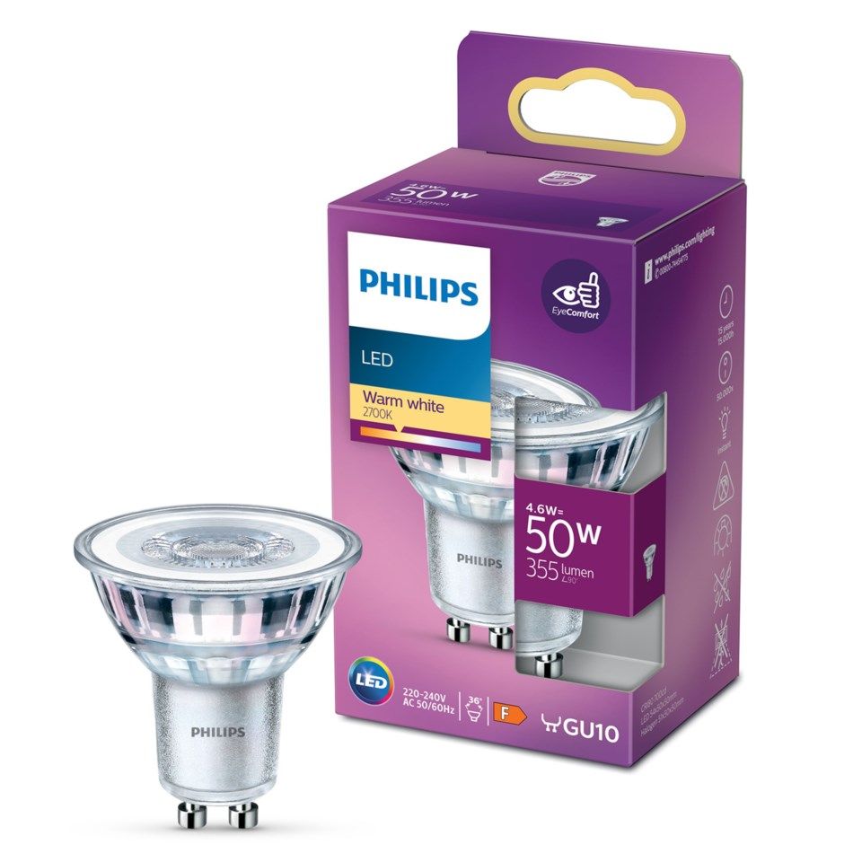 Philips LED-lampa GU10 355 lm
