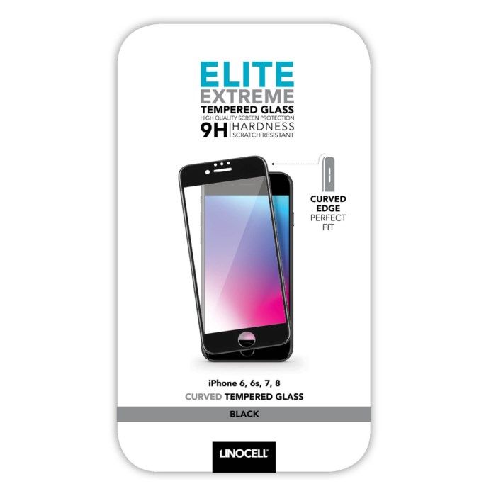 Linocell Elite Extreme Curved Skärmskydd för iPhone 6 7 och 8 Svart