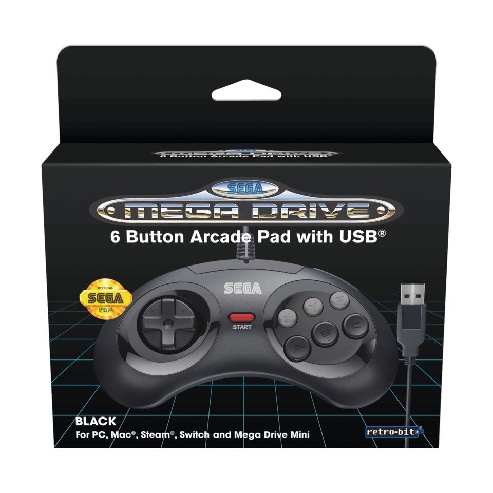 Retro-bit Håndkontroller med USB-tilkobling for Mega Drive