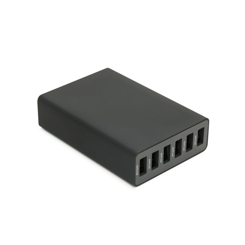 Linocell USB-ladestasjon med 6 porter Svart