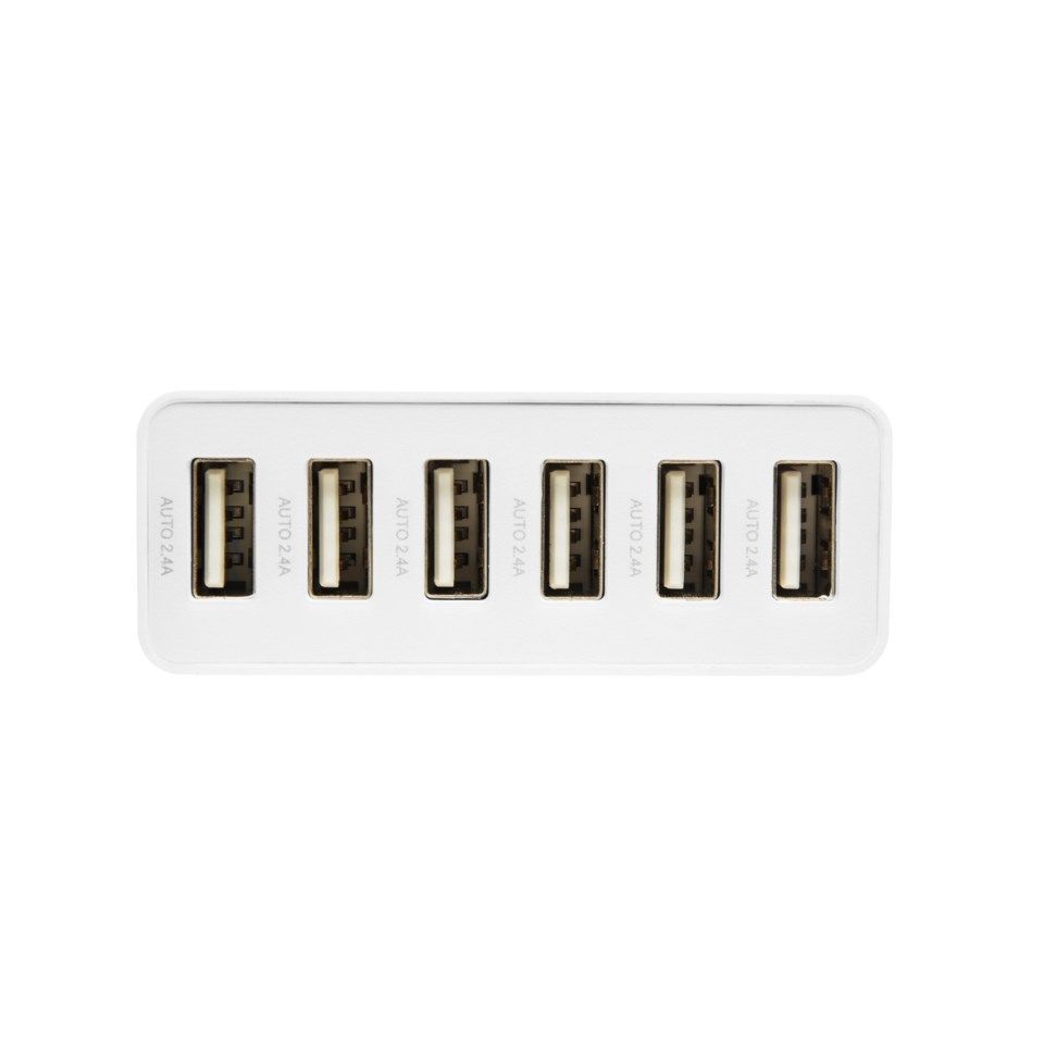 Linocell USB-ladestasjon med 6 porter Hvit