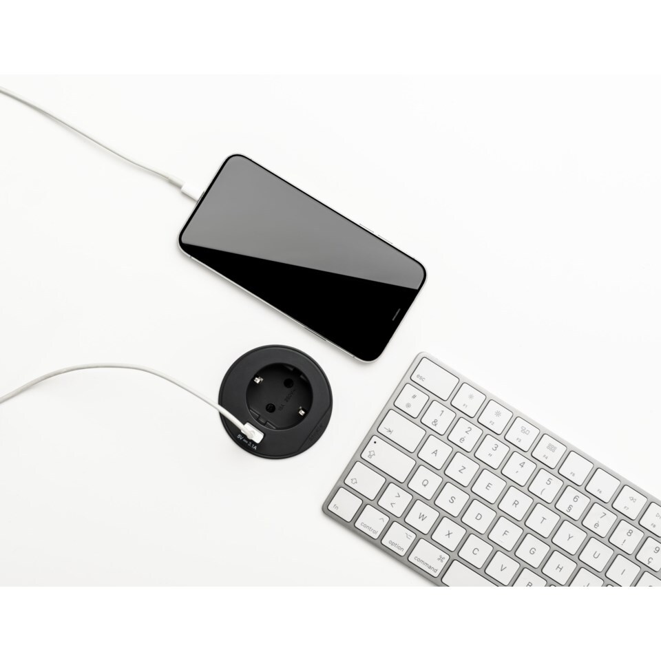 Schneider Electric Unica Jordet borduttak med ekstra USB