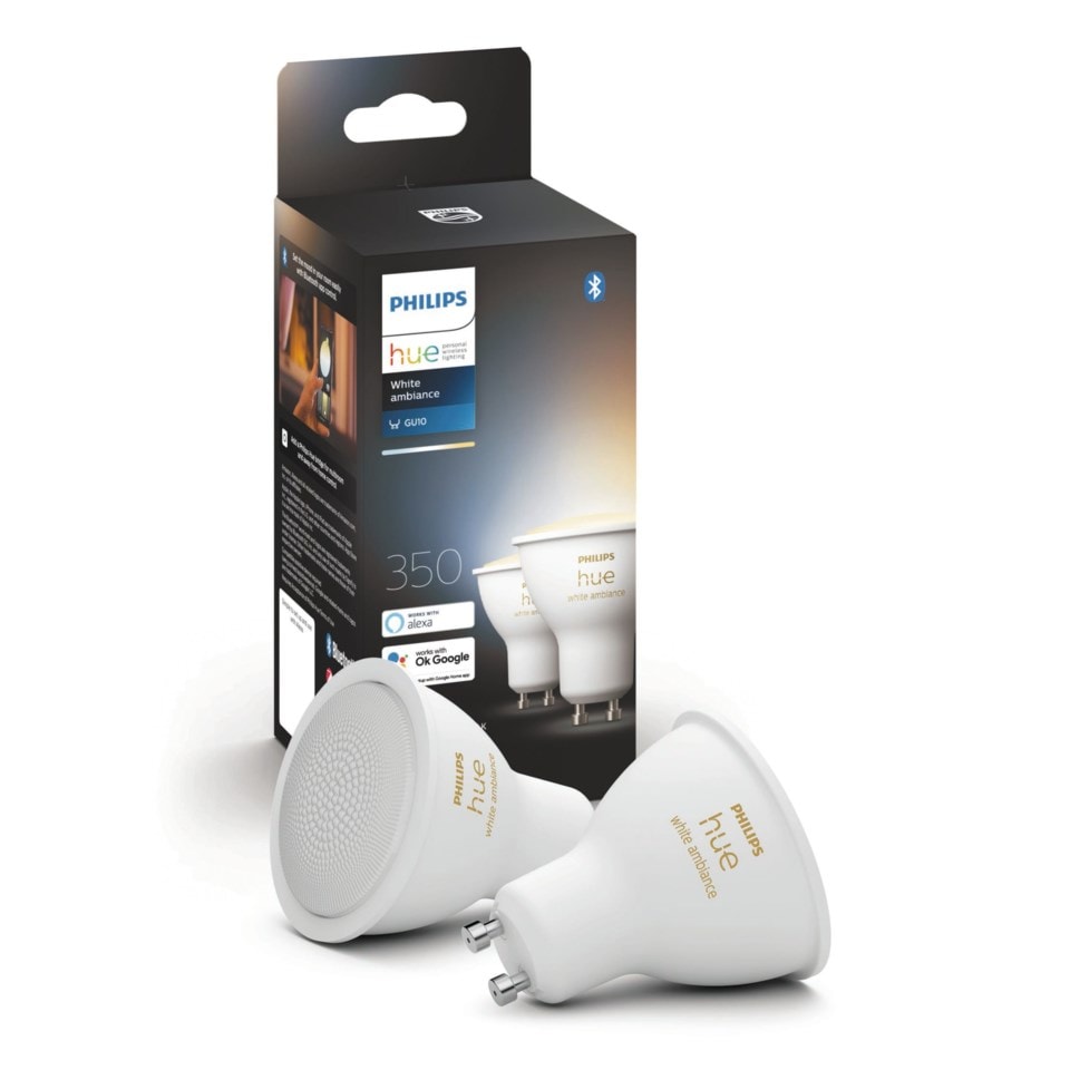 Philips Hue Ambiance Smart LED-pære GU10 350 lm 2-pk.