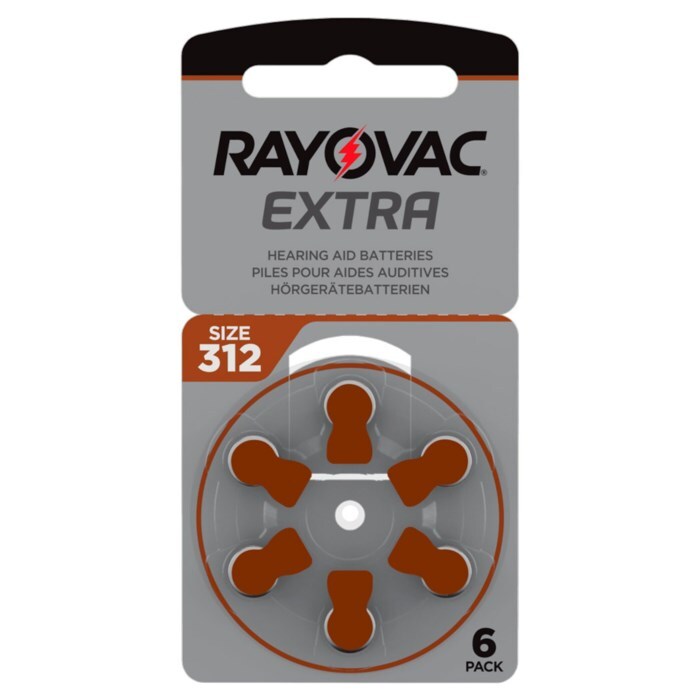 Rayovac Hörapparatsbatterier Brun ZA312 6-pack