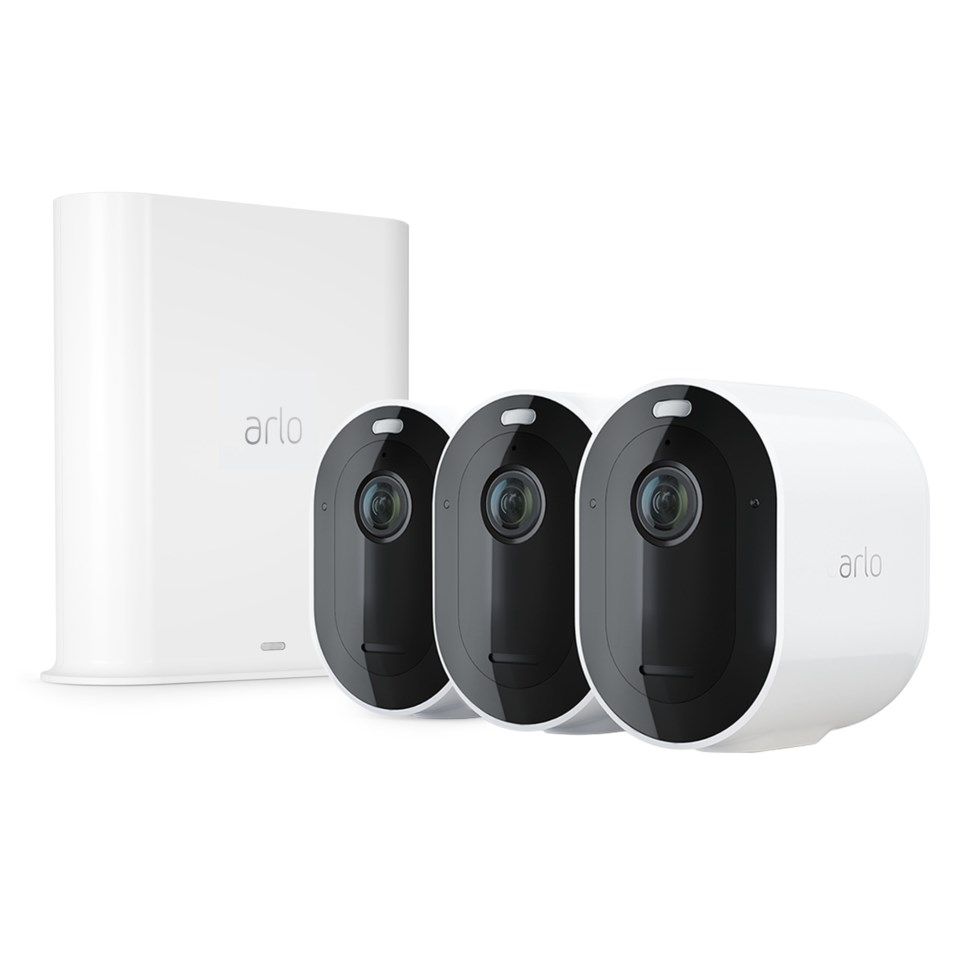 Arlo Pro 3 Overvåkingssystem - hvit med tre kameraer