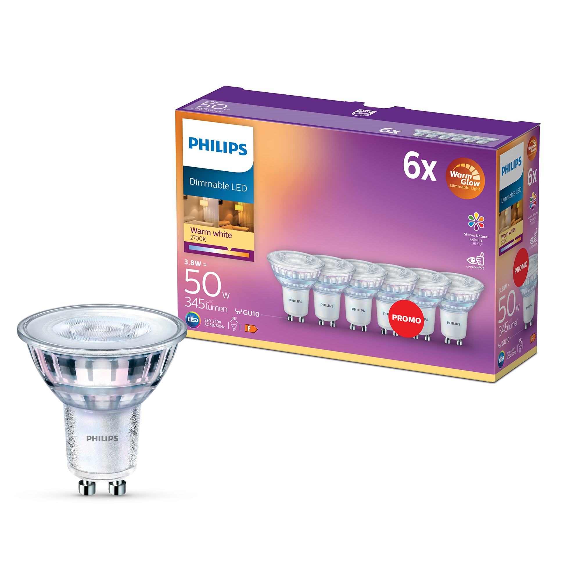Philips LED lampa GU10 345 lm 6 pack GU10 lampor Kjell