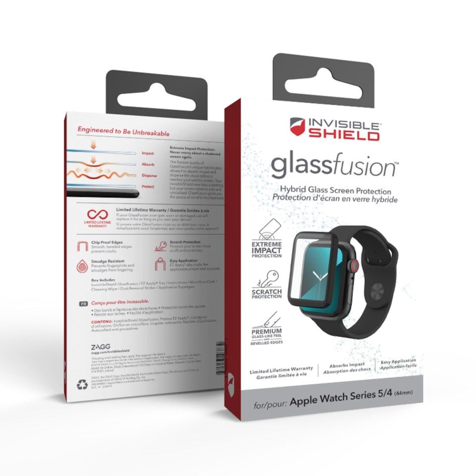 Invisible Shield Glass Fusion för Apple Watch 4/5/6 och SE, 44 mm