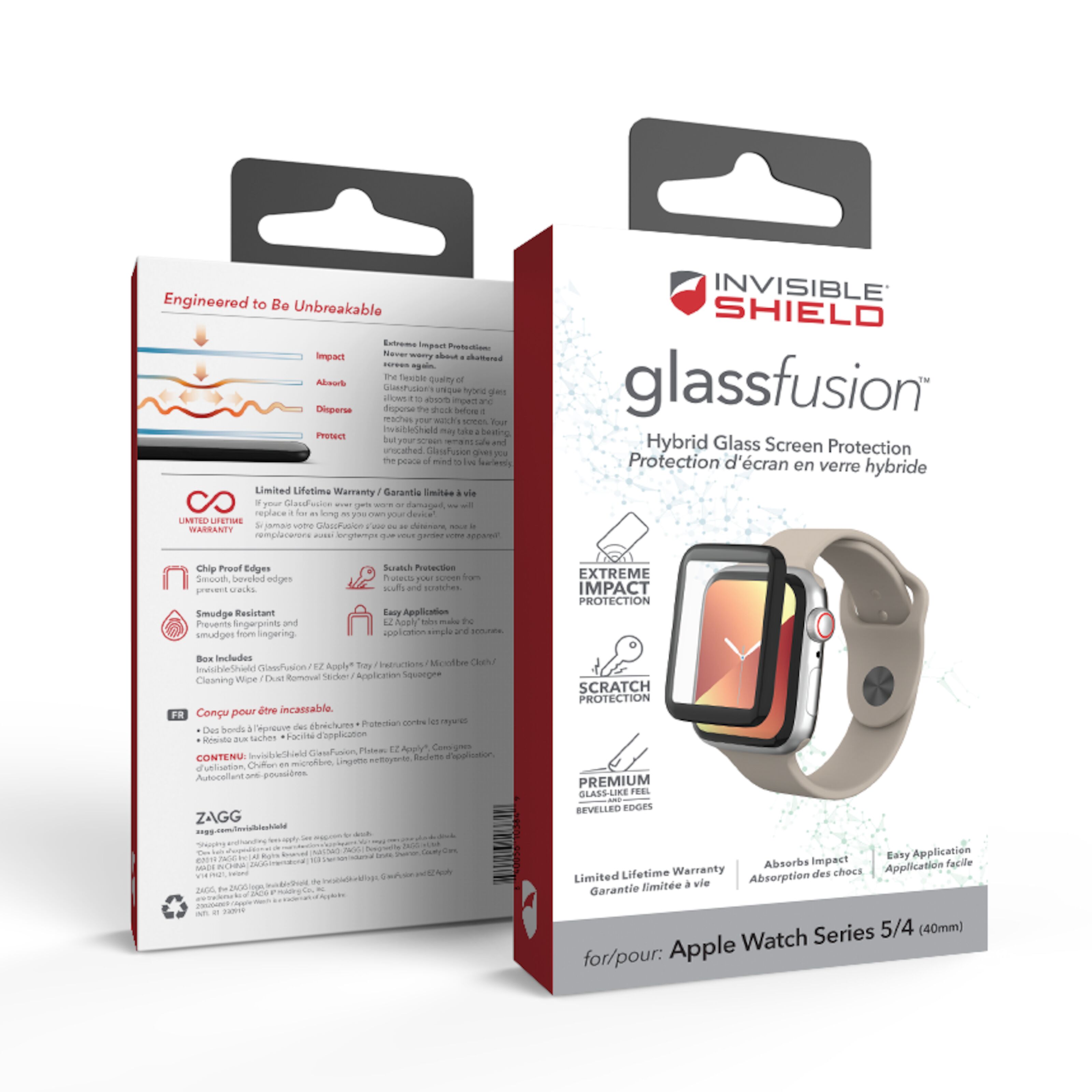 Invisible Shield Glass Fusion för Apple Watch 4 och 5, 40 mm Apple
