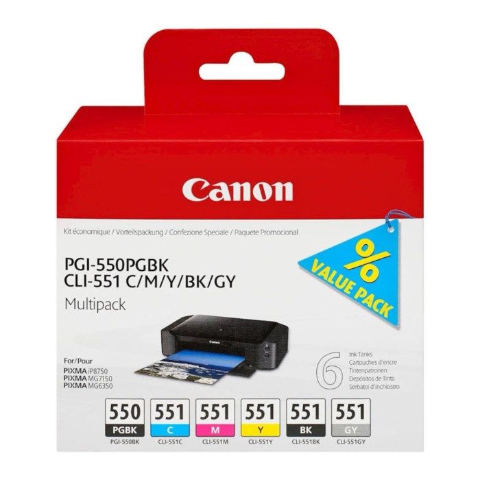 Canon PGI-550 och CLI-551 Bläckpatron 6-pack