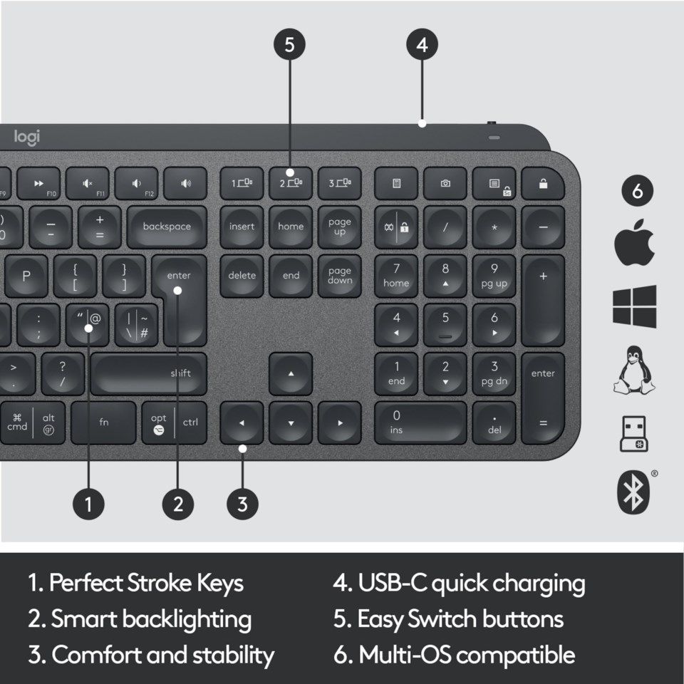 Logitech MX Keys Trådlöst tangentbord
