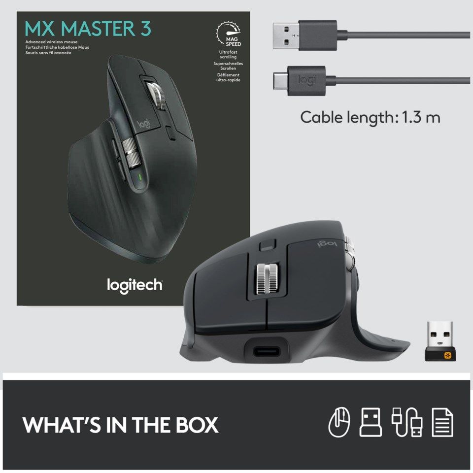 Logitech MX Master 3 Trådløs datamus