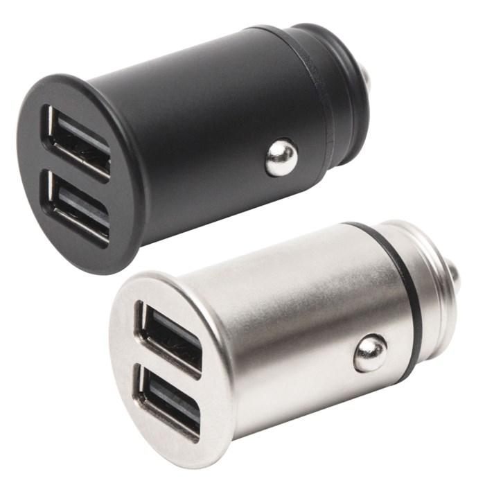 USB billaddare med dubbla USB portar 4,8 A Svart ???Mobilt USB billaddare med dubbla USB portar 4,8 A Svart ???Mobilt