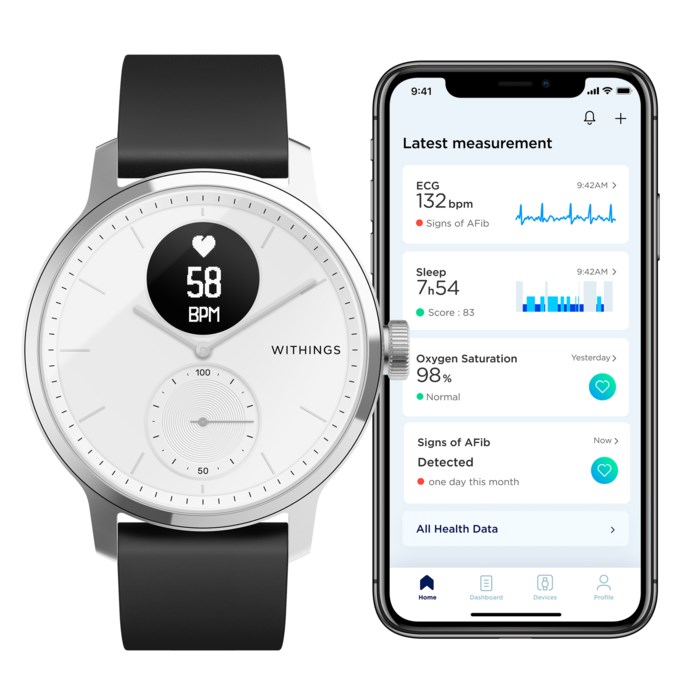 Withings Scanwatch Smartklocka med klassisk urtavla 42 mm Vit