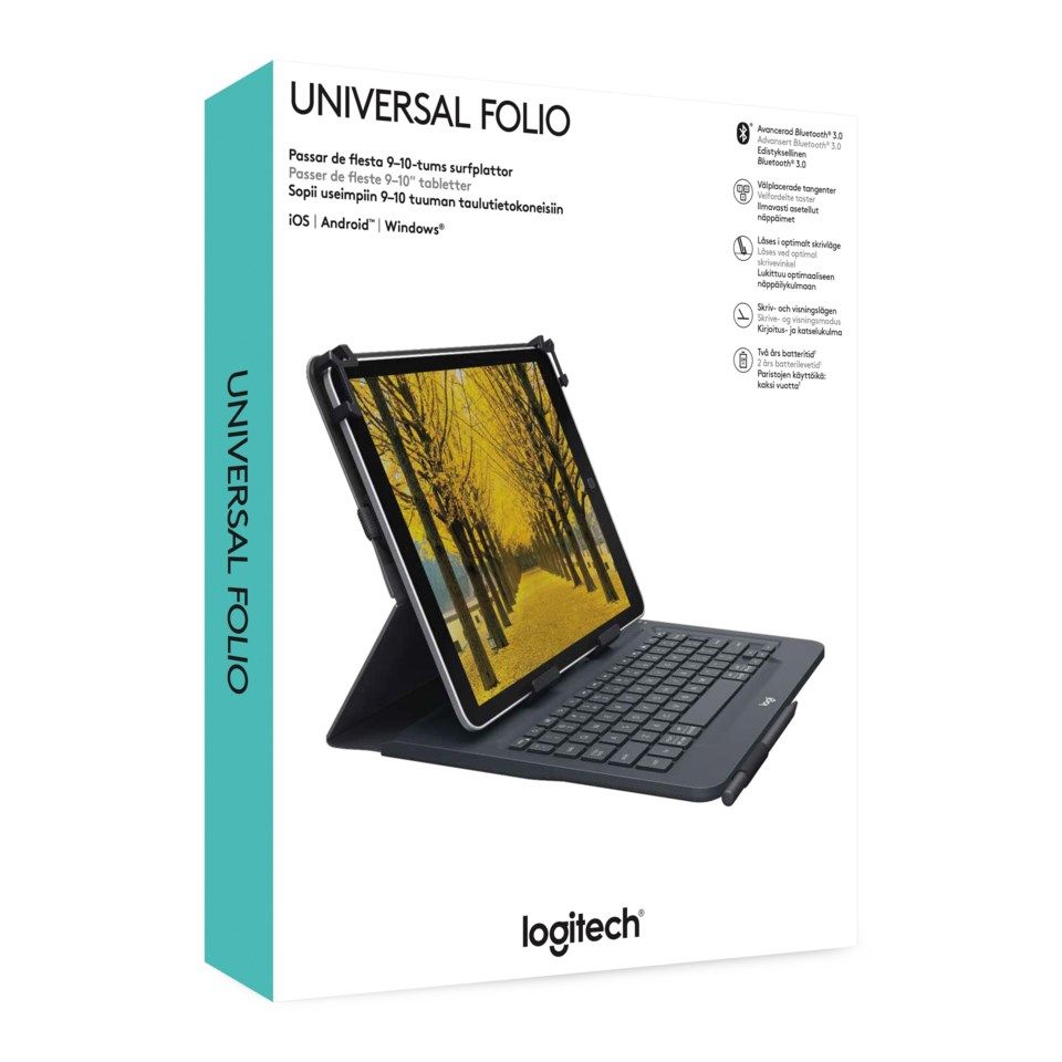 Logitech Universal Folio Tangentbordsfodral för surfplattan 9-10”