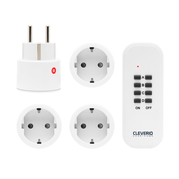 Cleverio Mini-fjernstrømbryter 2300 W 4-pk.