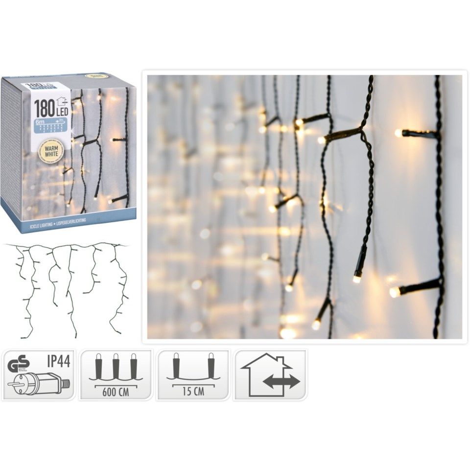 Lyslenke med istapper for dekorasjon 180 LED