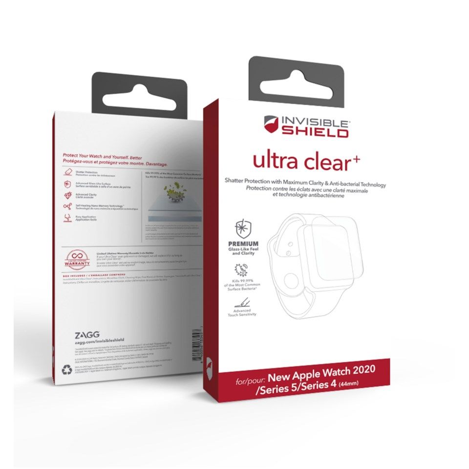 Invisible Shield Ultra Clear+ Skärmskydd för Apple Watch 5/6/SE 44 mm