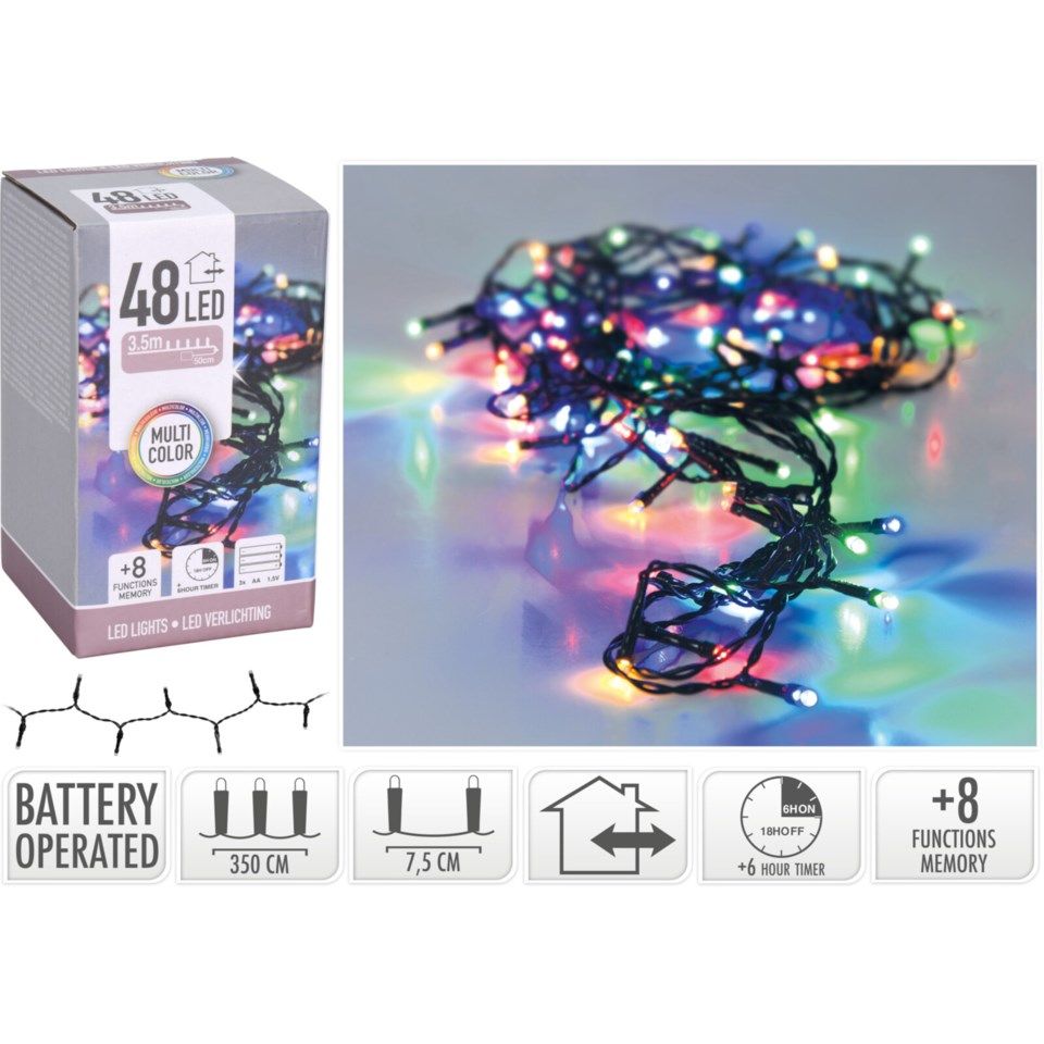 Batteridrevet RGB-dekorasjonslenke 48 LED