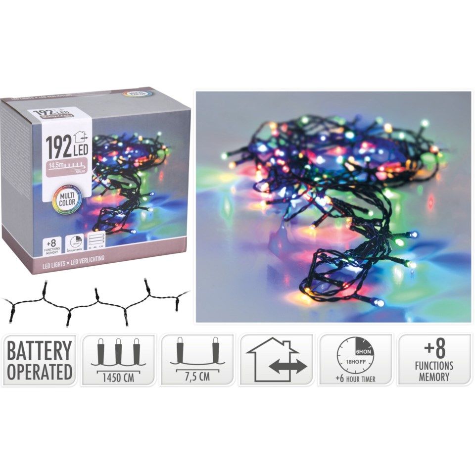 Batteridrevet RGB-dekorasjonslenke 192 LED