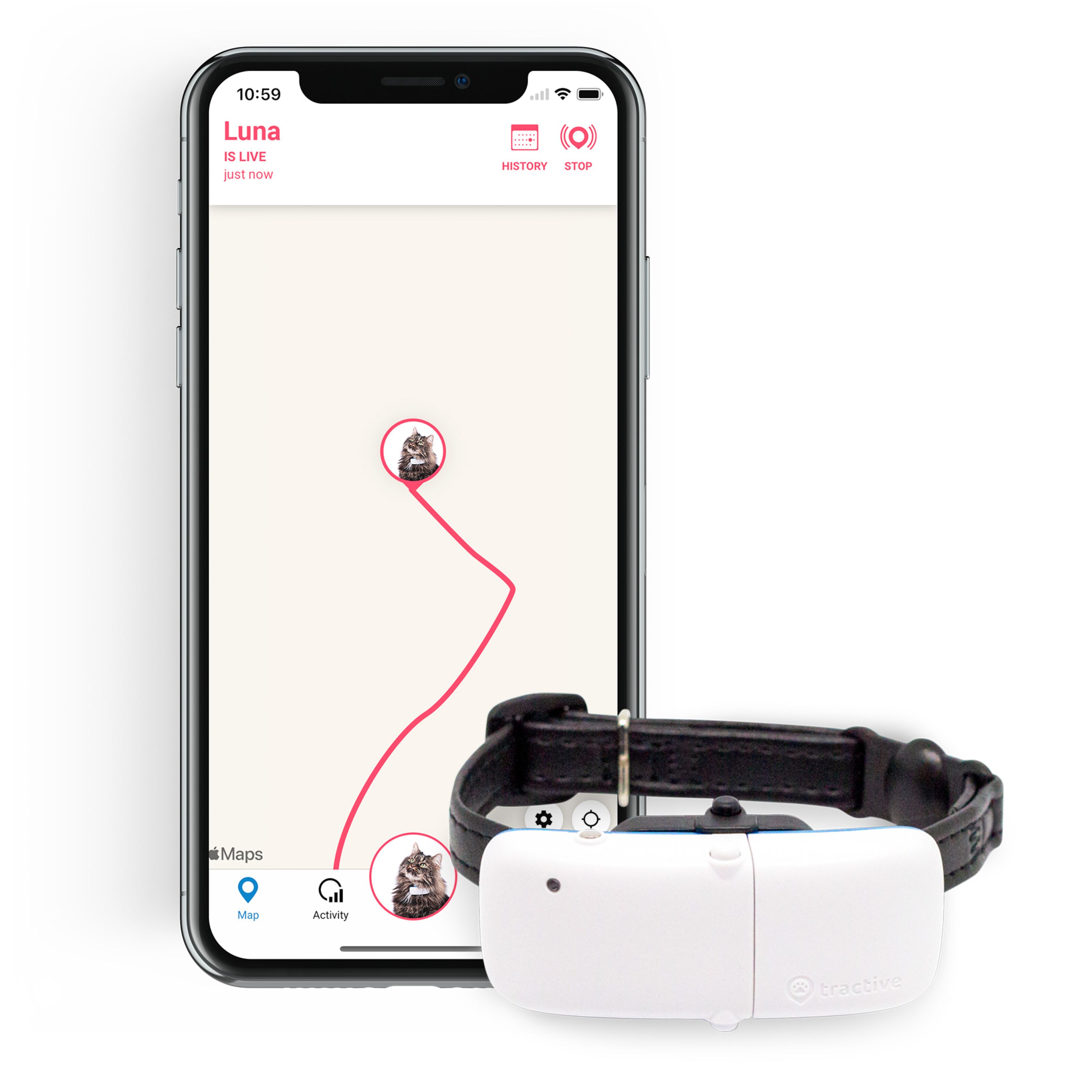 Tractive GPStracker med halsband för katt Husdjurstillbehör