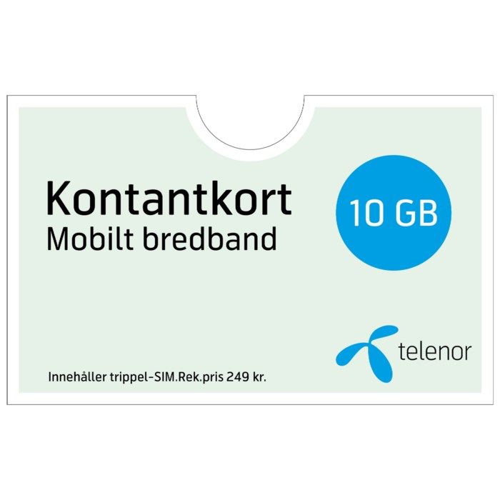 Telenor Mobilt Bredband Kontantkort 1 månad 10 GB