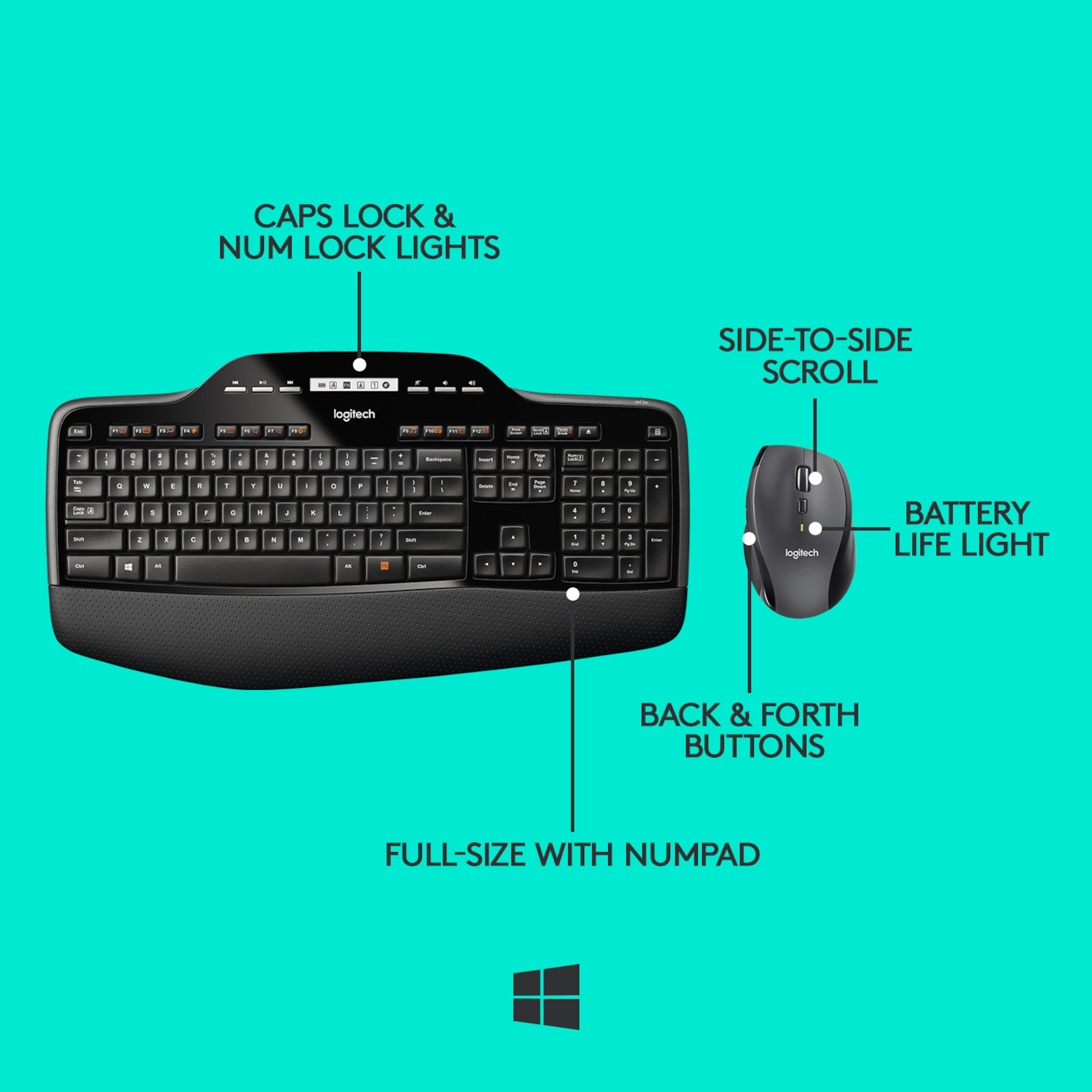 Logitech MK710 Trådløst tastatur og mus Ergonomisk tastatur
