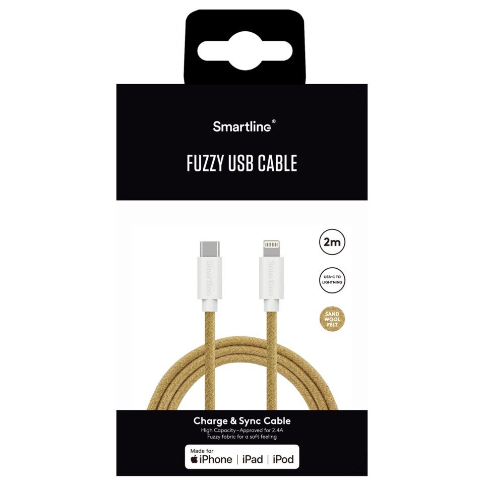 Smartline Fuzzy Lighting til USB-C-kabel 2 m - Sand