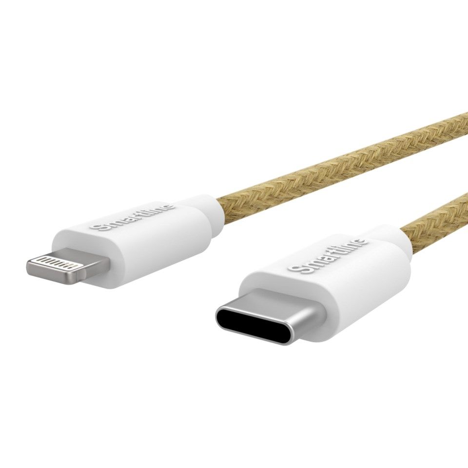Smartline Fuzzy Lightning til USB-C-kabel 2 m - Sand
