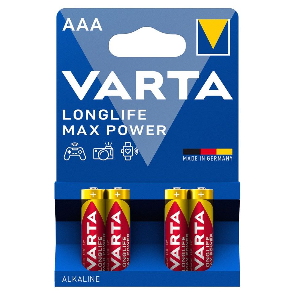 Varta Longlife Max Power AAA-batterier 4-pk.