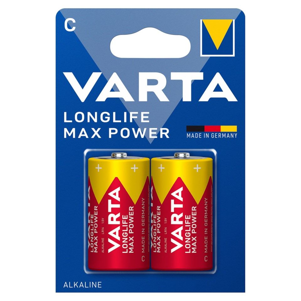 Varta Longlife Max Power C-batterier 2-pk.