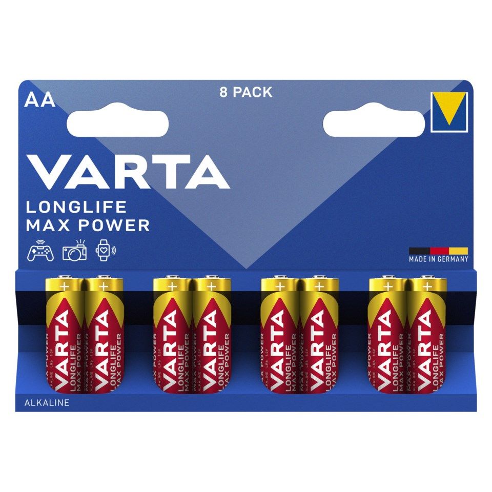 Varta Longlife Max Power AA-batterier 8-pk.