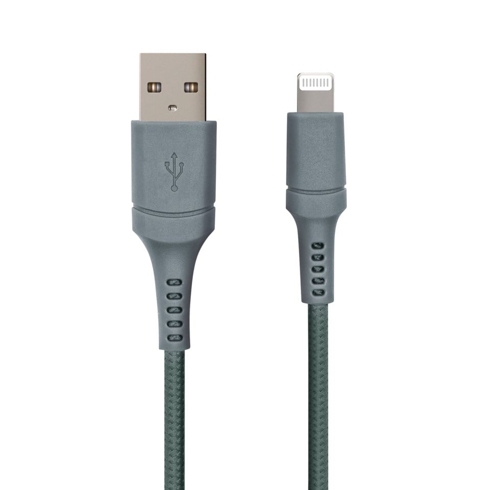 USB-A til Lightning 0.5 m Grønngrå
