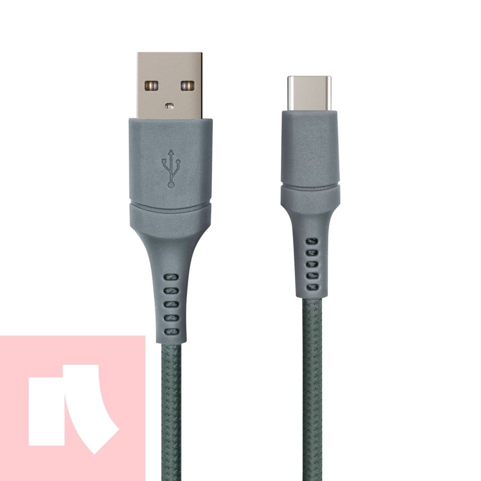 Nomadelic USB-A till USB-C 2.5 m Gröngrå