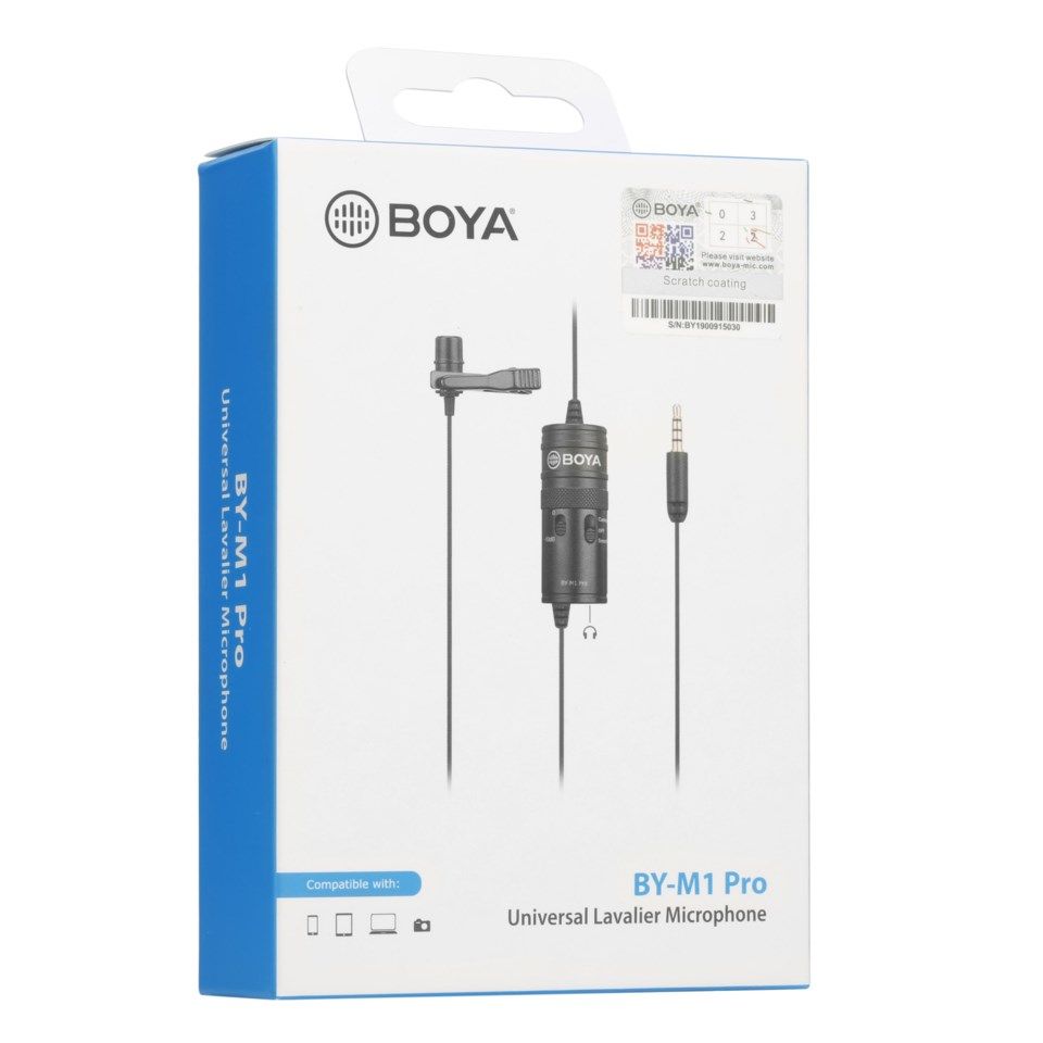 Boya BY-M1 Pro Myggmikrofon for mobilen eller kameraet