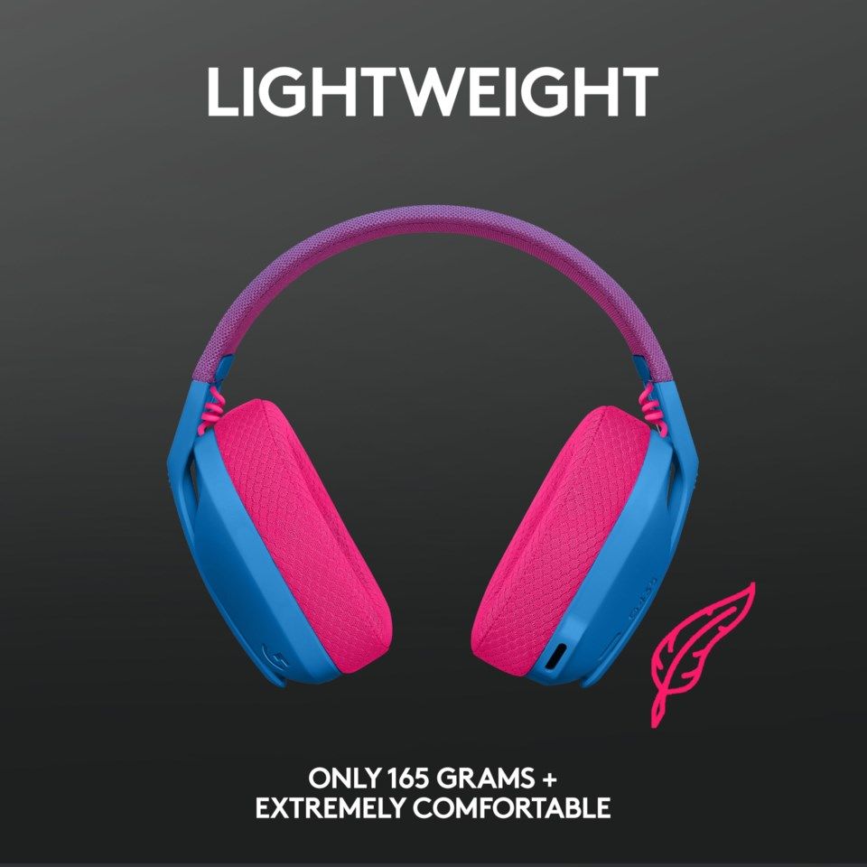 Logitech G 435 Lightspeed Trådlöst gaming-headset Blå & Hallon