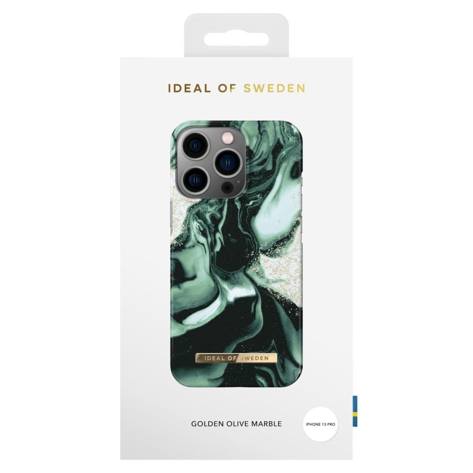 IDEAL OF SWEDEN Mobildeksel for iPhone 13 Pro Golden Olive Marble