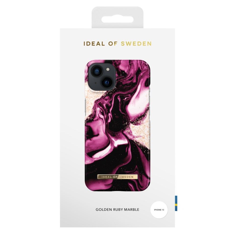 IDEAL OF SWEDEN Mobildeksel for iPhone 13 Golden Ruby Marble