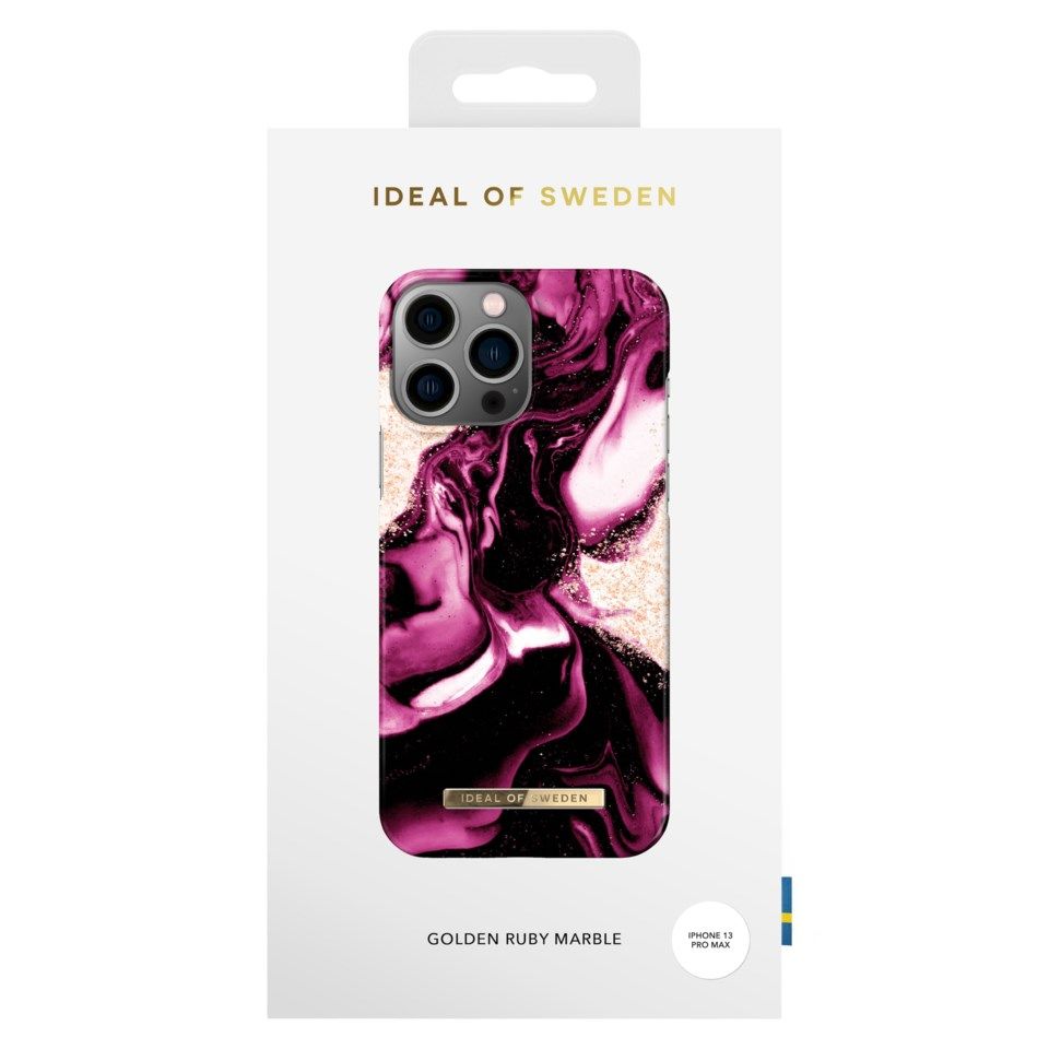 IDEAL OF SWEDEN Mobildeksel for iPhone 13 Pro Max Golden Ruby Marble