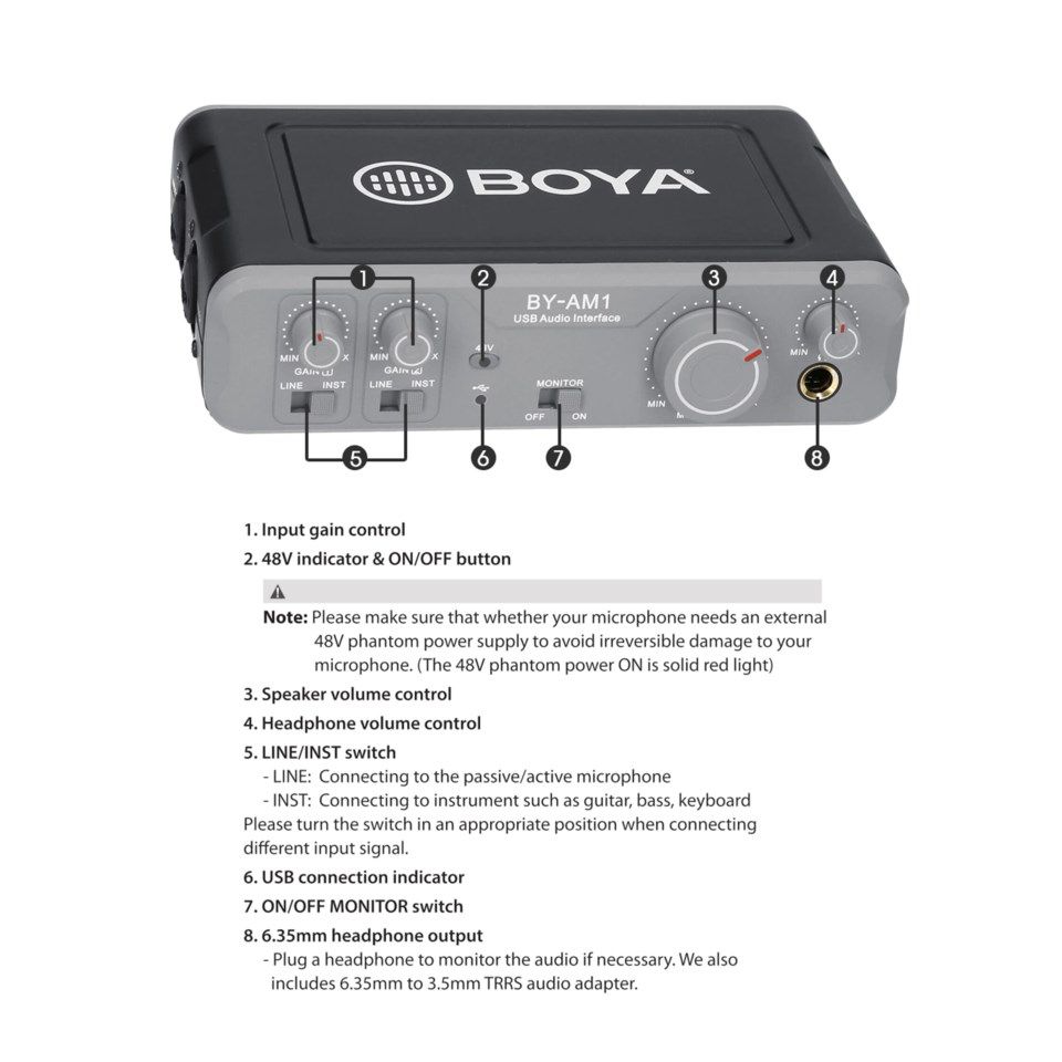 Boya BY-AM1 2-kanals ljudmixer