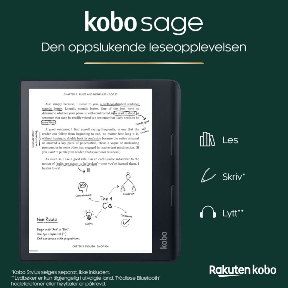 Kobo Sage Vanntett lesebrett 8” med wifi