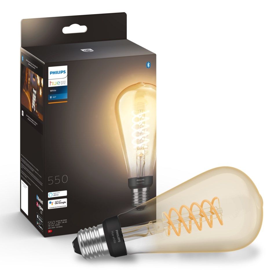 Philips Hue Filament ST72 Smart LED-pære E27 550 lm