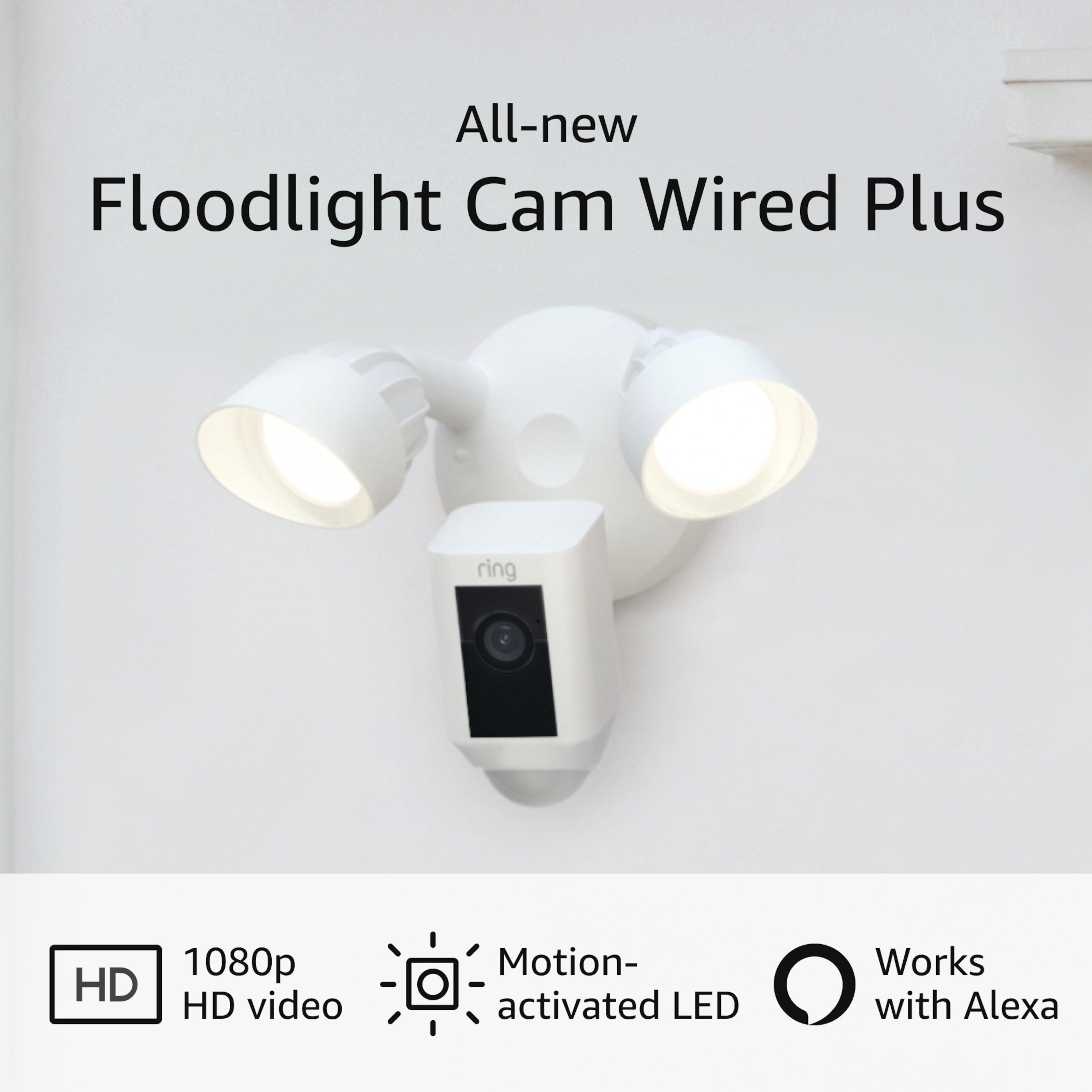 Ring Floodlight Cam Wired Plus N Tverkskameror Kjell