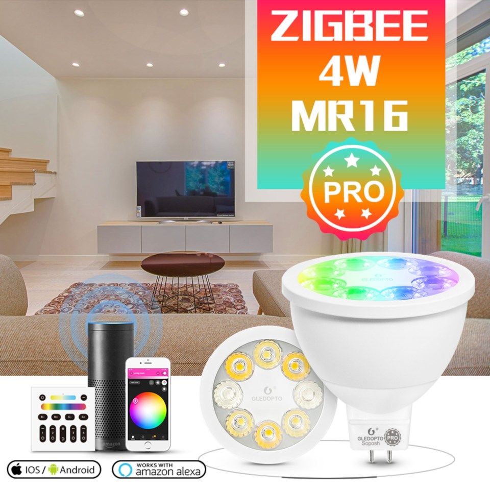 Gledopto Smart MR16 12 V LED-lampa RGB+CCT 250 lm