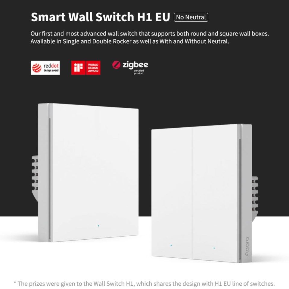 Aqara Smart Wall Switch H1 Singel utan neutralledare