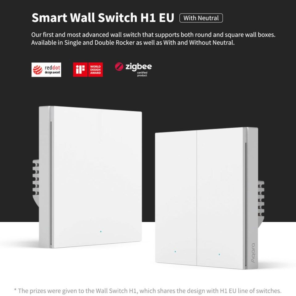 Aqara Smart Wall Switch H1 Dobbel med nøytralleder