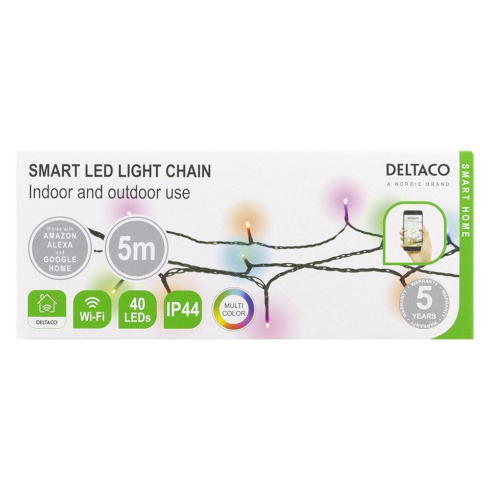 Deltaco Smart Home Lyslenke RGB 40 LED 5 m