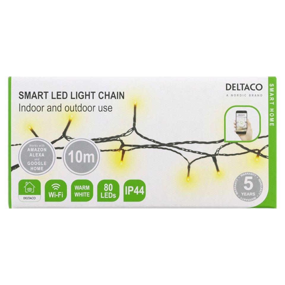 Deltaco Smart Home Lyslenke Hvit 80 LED 10 m
