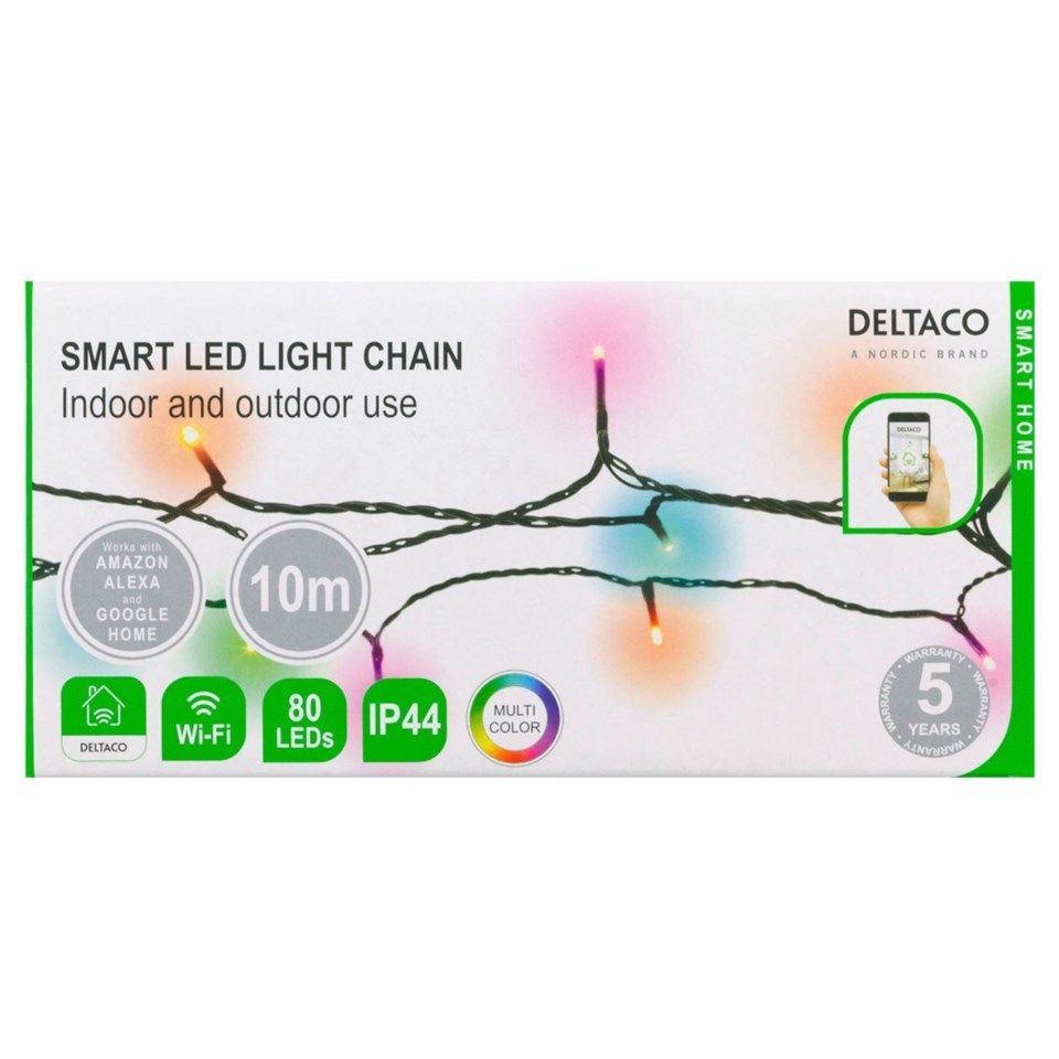Deltaco Smart Home Lyslenke RGB 80 LED 10 m