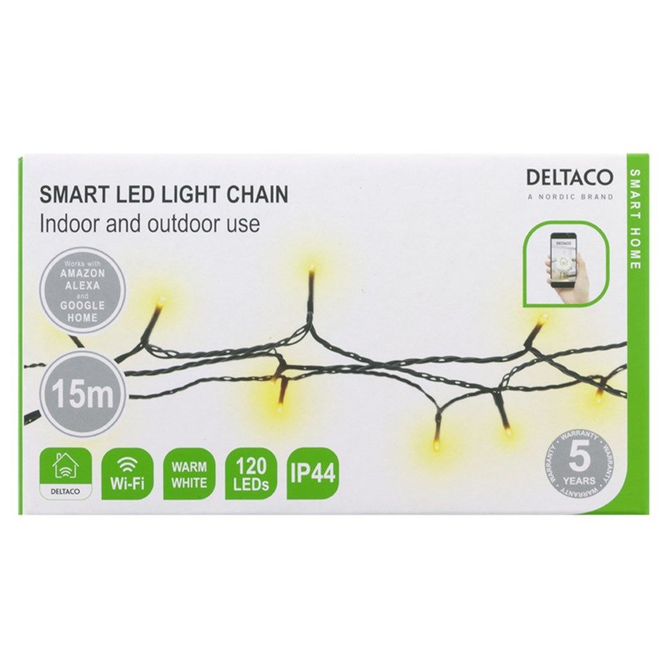 Deltaco Smart Home Lyslenke Hvit 120 LED 15 m