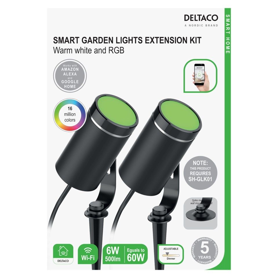 Deltaco Smart Home Spotlight RGB 500 lm 2-pk. Ekstra lyspærer